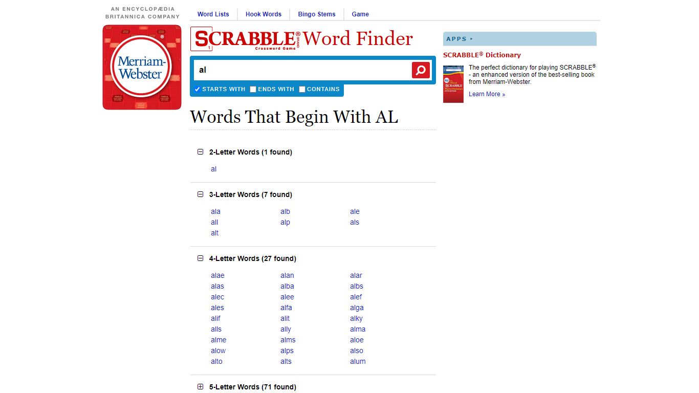 words start with Al, words start Al, anagram of Al